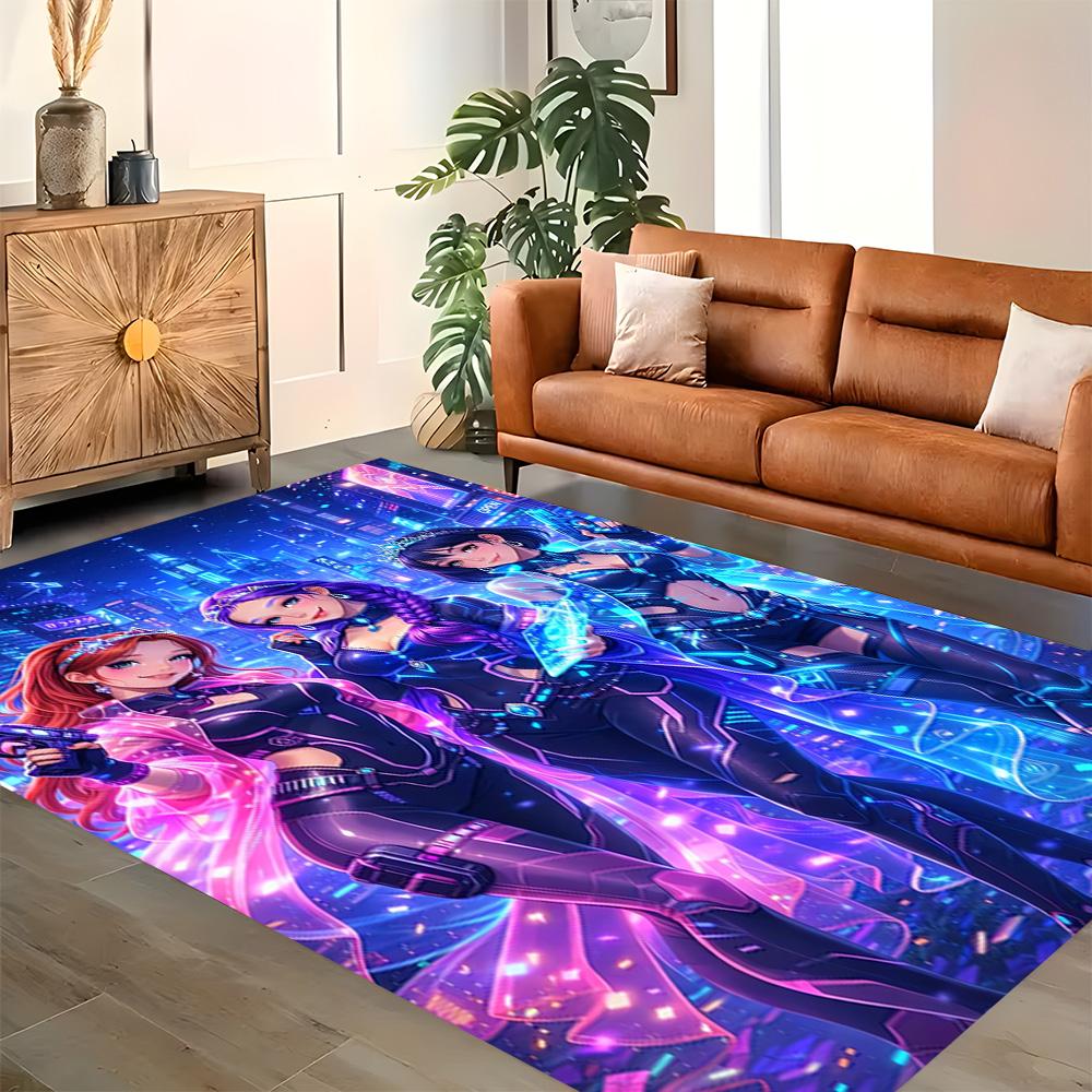 Magische Meisjes in Neonlichten vloerkleed voor woonkamers, slaapkamers, huisdecoratie en als cadeau.