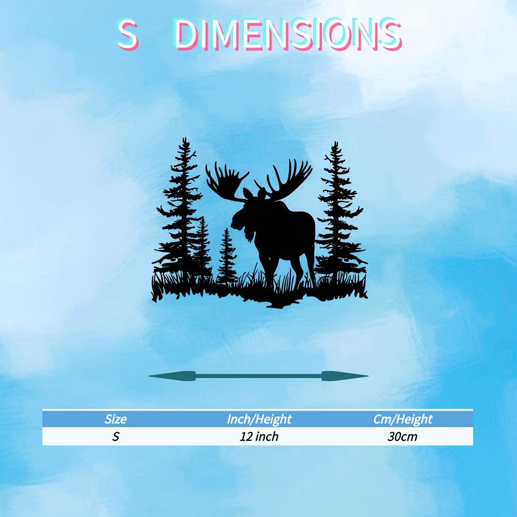 1pc Metal Wall Art Moose Pine Tree Wilderness Nature Decor Weatherproof Holiday Gift