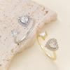Luxury Cubic Zirconia Heart Shaped Opening Adjustable Rings for Women Personality Love Charms Ring Wedding Jewelry Accessories .