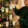 Christmas Garland Decor Acrylic Pine Cone Pendant with Faux Crystal Drop, Tree Elegant Hanging Xmas Baubles Ornaments, Transparent Gradient
