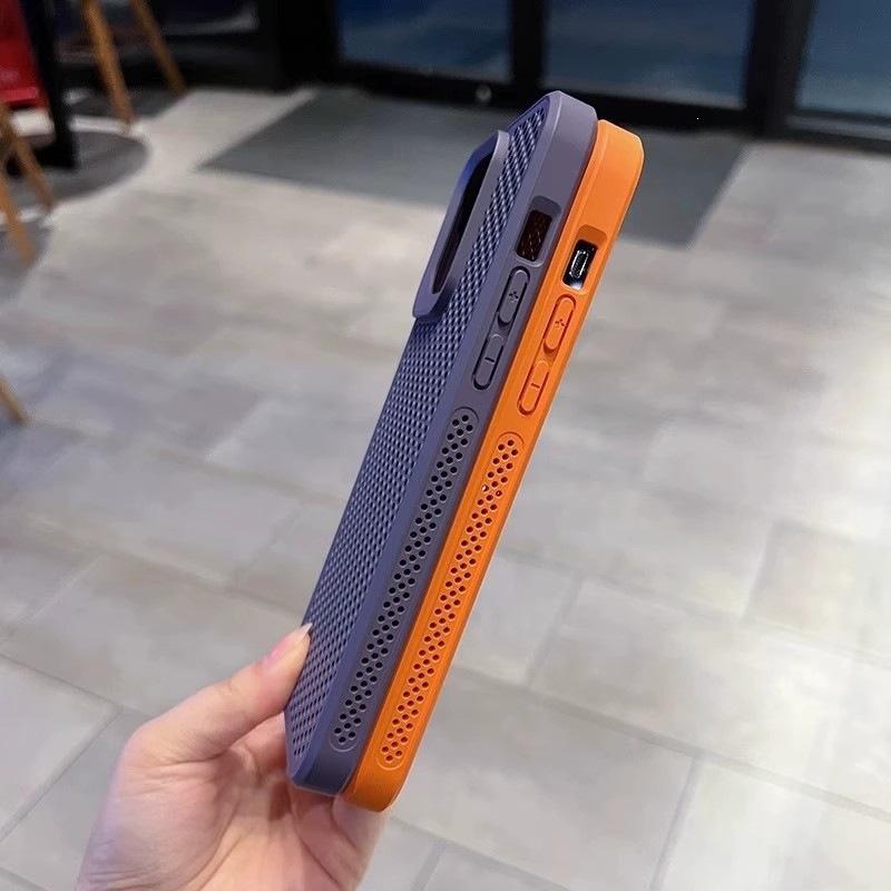 Simple Honeycomb Mesh Suitable for Apple 17 Mobile Phone Case Magnetic Suction iPhone13 Breathable Heat Dissipation 14promax Hard Case