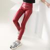 Spring Faux Leather PU Leggings For Kids Girls Slim Pencil Pants Elastic Waist Trouser Children