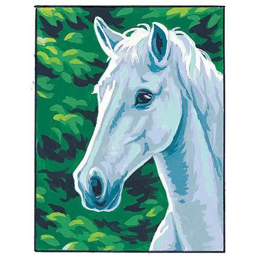 Kit canevas - Margot - Cheval blanc - 20x25cm - Complet avec toile, dessin et fils