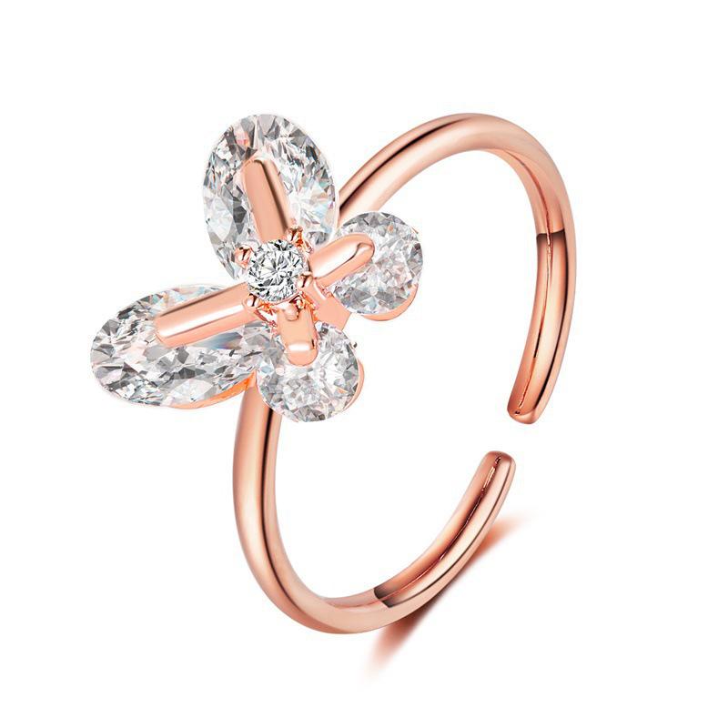 Europäischer & Amerikanischer Stil Kreative Kupfer Diamant Schmetterlingsringe für Damen - Zeigefinger Design