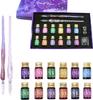Ducale Glass Pen Set with 12 Ink 2 and Box Starry Sky Rainbow Gradient Glass Dip Pen Ink Set Colors, Pens, - (Sakura Pink) GRS-SPK-SET