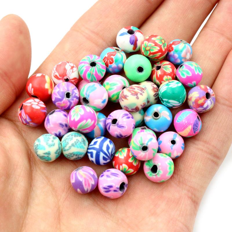 50-100pcs 6 8 10 mm 10mm Mixed Colors Flower Clay Spacer Beads Polymer Clay Beads For Jewelry Making DIY Beading Accessories 