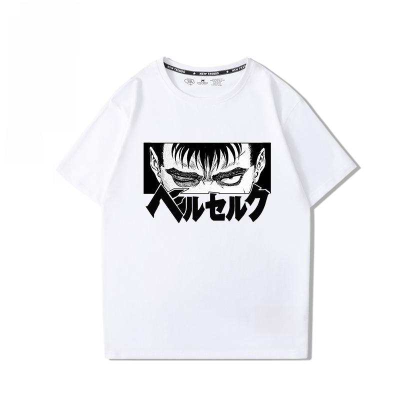 Berserk Anime Hübscher Druck 100% Baumwoll-T-Shirt Sommer Herren Lässig Bequem Atmungsaktiv Streetwear
