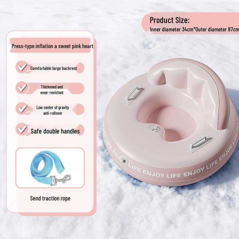 Durable Inflatable Snow Tube with Backrest & Handles - Wear-Resistant & Explosion-Proof Design