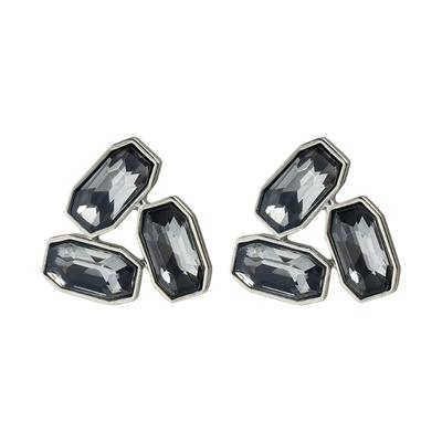 Allergy Resistant Zinc Alloy Geometric Triangle Glass Ear Studs with Ultra Light 10g Weight Designed for Sensitive Skin Daily Comfort