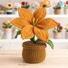 Crocheted Lilies Potted Plant Home Decors Artificial Knitted Flower Pot Ornament for Mother Day Teacher Appreciation Gift