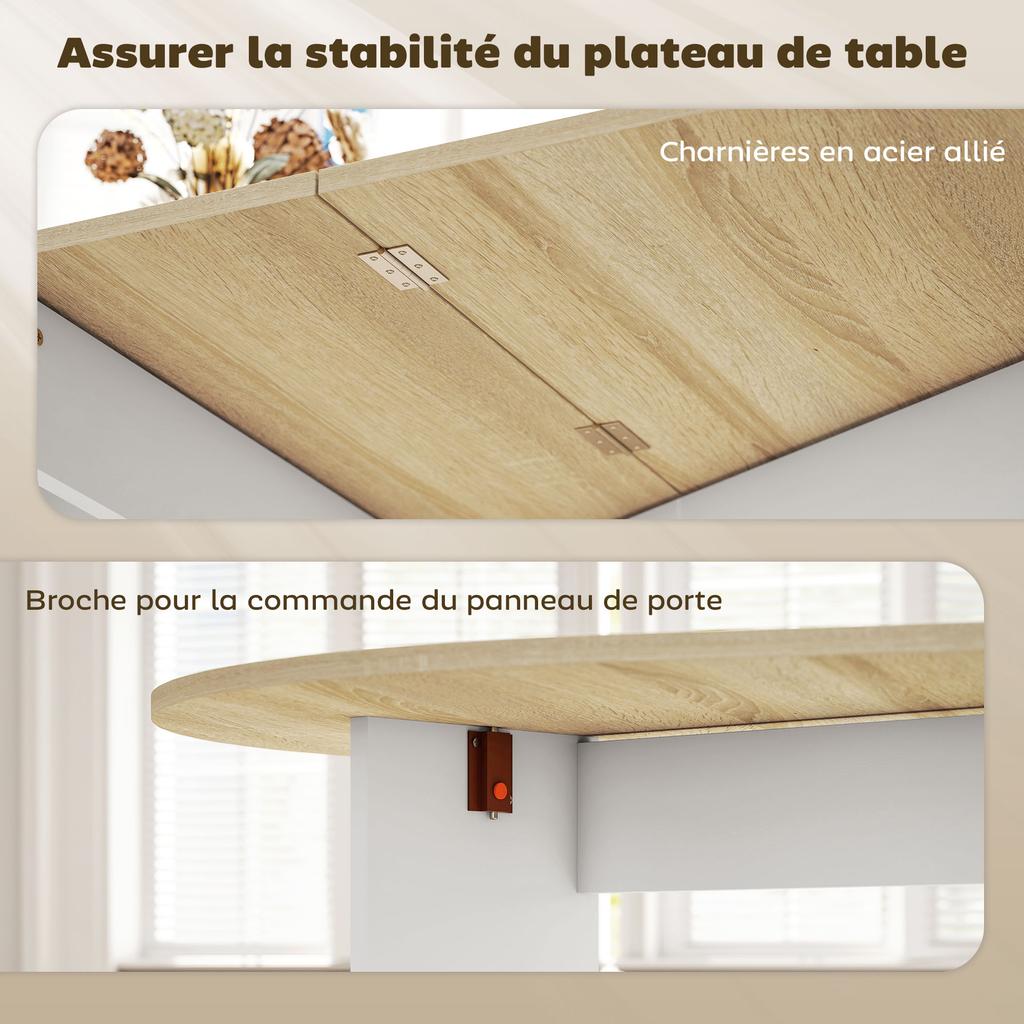 Folding Dining Table, Oval, Seats up to 6, Natural Wood