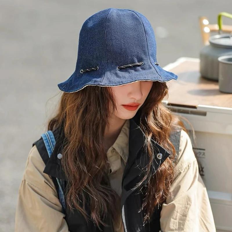 

Регулируемая шляпа-панама для защиты от солнца с кулиской, шляпа-ведро, можно носить через плечо, складная сумка, шляпа для кемпинга на открытом воздухе темно-синий