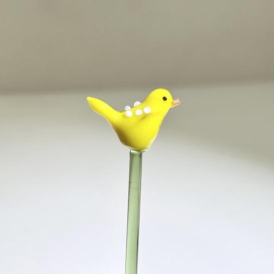 Hand Blown Mini Glass Figurines Collectible Tiny Bee Bird Dragonfly Butterfly Sculpture with Stem for Home Office Birthday Anniversary Gift