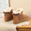 Fashion New Winter Plus Velvet Padded Warm Thick Soled Women'S Snow Boots Zipper Short Boots Wearing Cotton Shoes.
