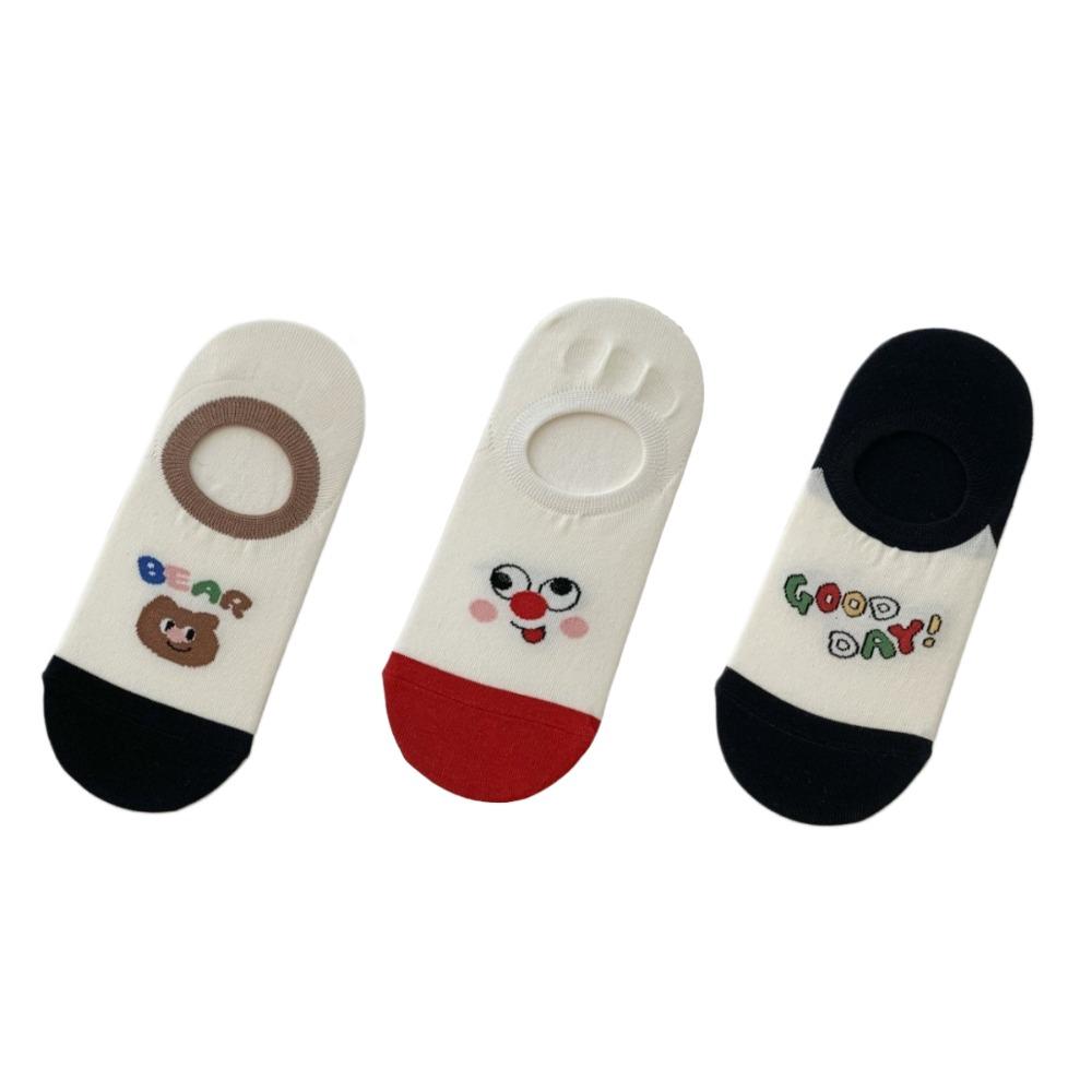 

3 пары впитывающих пот тонких носков до щиколотки, мультяшные граффити, невидимые носки, женские, на каждый день