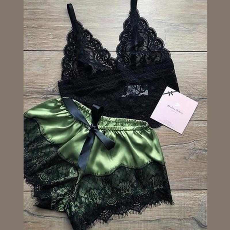 Women's Silk Halter Princess Nightgown Sexy Temptation Two-piece Underwear Nightgown Home Clothing