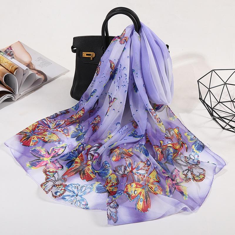 

Класичний шифоновий шовковий шарф з леопардовим принтом: Універсальна, літня тонка шаль у корейському стилі для жінок 45*155 cm