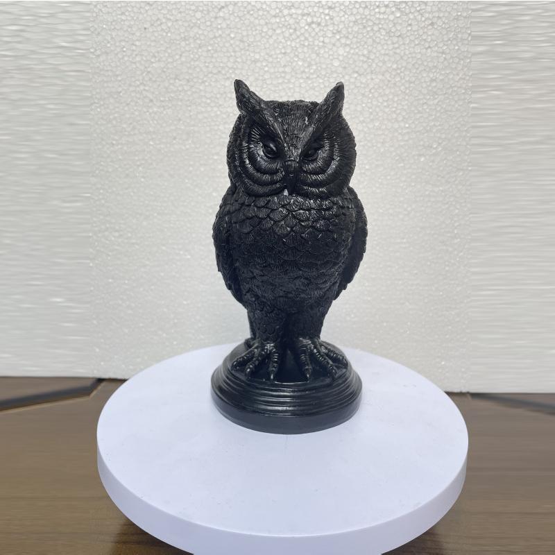 Gothic Crow Candle Holder Retro Black Owl Candlestick Resin Sculpture Craft Halloween Statue Fun Atmosphere Home Desk Decoration