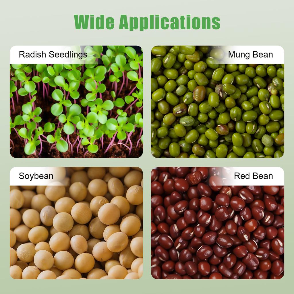 Automatisk Bønnespirer Maskin, 2-lags 3 Moduser 360° Sprøyting, Innendørs Økologisk Mungbønnespirer Maskin for Hagearbeid Hjemme