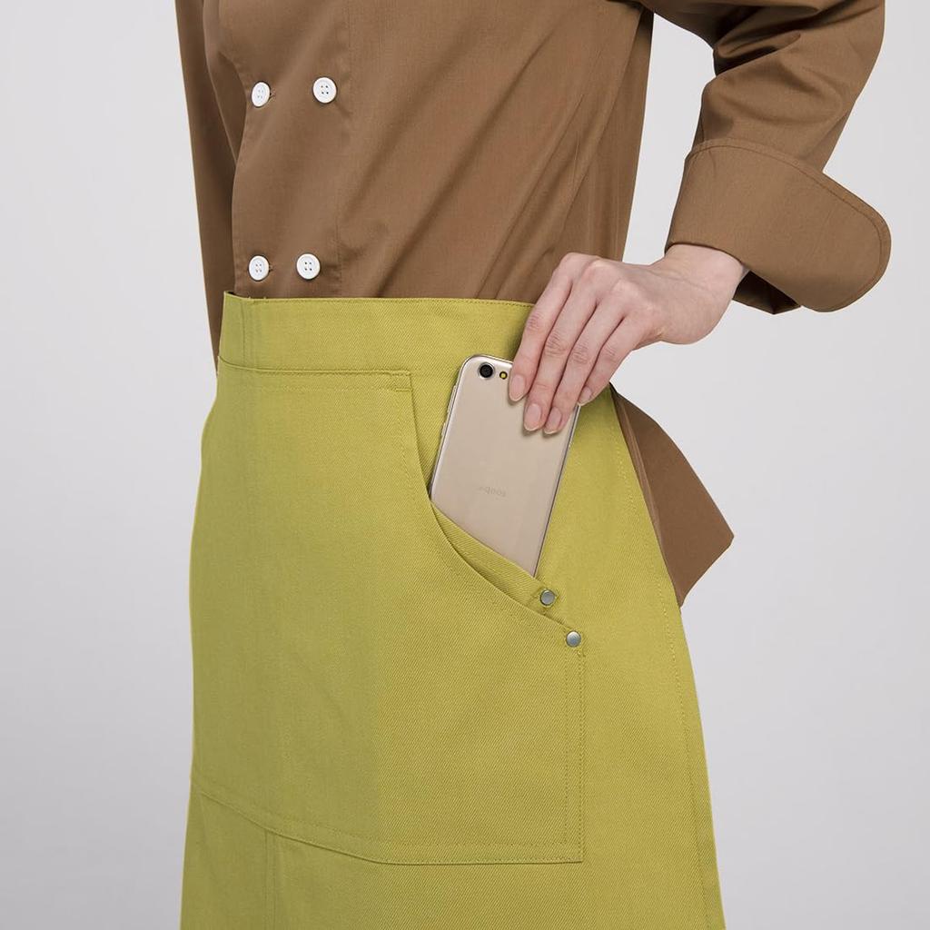 Seven Uniform CT2353 Waist Apron, Anti-Static Stretch Denim Fabric, Khaki, Free Size, CT2353-7