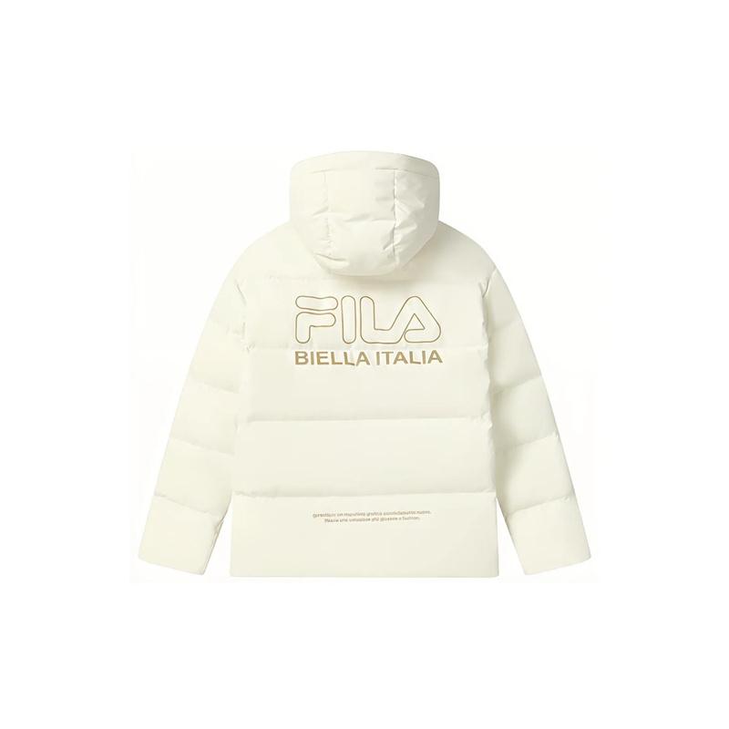 Fila Loose Casual Hooded Logo Simple Warm Windproof Waterproof Long Sleeve Down Jacket Unisex Outerwear White F51U449902AIV