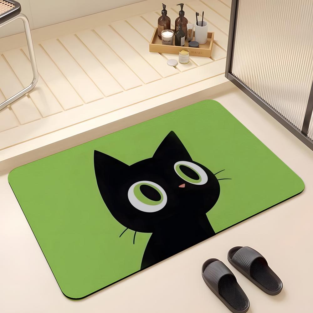 ANIME L-Little Kitty Big City Floor Mat Absorbent Floor Mat Non-Slip Entrance Rug for Bathrooms Restrooms and Toilets
