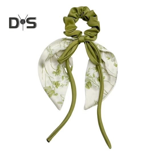 

Атласные резинки для волос для женщин и девочек, держатель для хвоста, эластичная длинная лента, декор в виде банта, длинная вьющаяся тонкая повязка для волос, аксессуары для волос зелёный