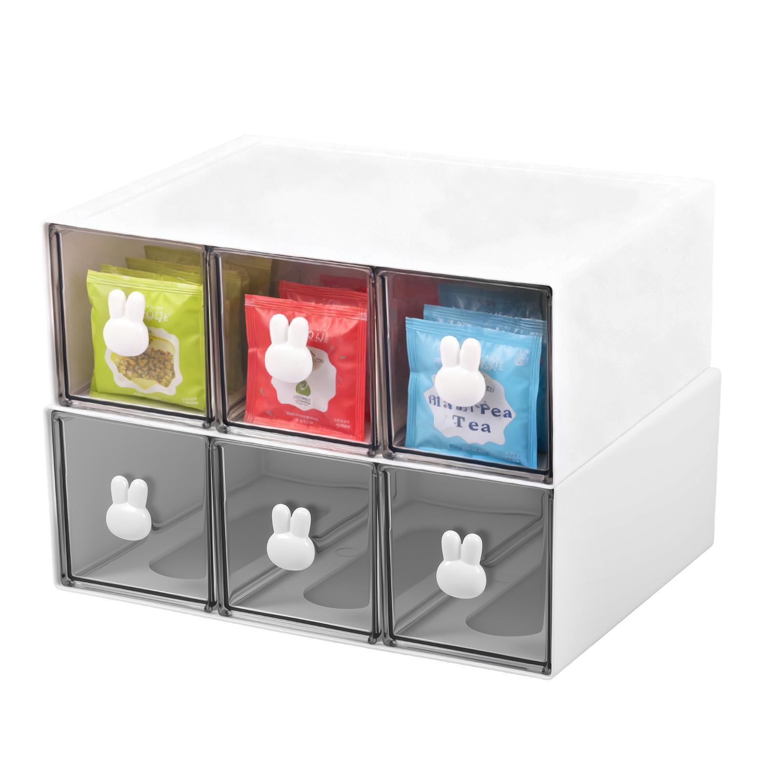 

2/3 шт. Пластиковая коробка для чая Штабелируемый органайзер для чайных пакетиков с 3 ящиками Коробка для хранения чая и кофе Органайзер для канцелярских товаров Коробки для шкафа