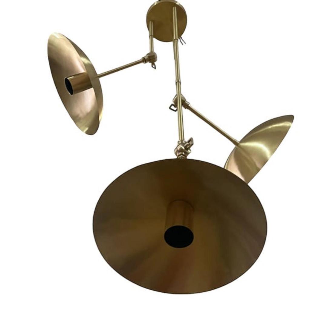 3-Light Mid-Century Modern Brass Sputnik Chandelier - Adjustable Arm Fixture