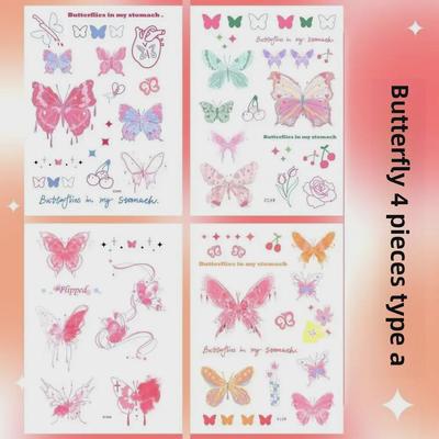Waterproof Realistic Butterfly Tattoo Sticker – Small, Fresh, Aesthetic Cartoon Style, Long-Lasting, Personalized Colors