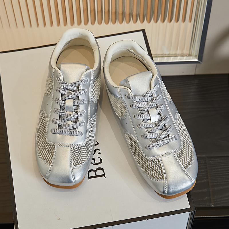 

AUTUSPIN Летние туфли-балетки из сетки, женские дышащие из искусственной кожи, для отдыха, кроссовки для улицы, для пеших прогулок, тренировочные кроссовки для женщин 40 серебряный