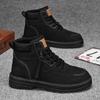 Fashion Men Boots 2024 Autumn High Top British Korean Thick Soled Platform Comfortable Non Slip Short Boots Outdoor Lace Up Cotton Boots