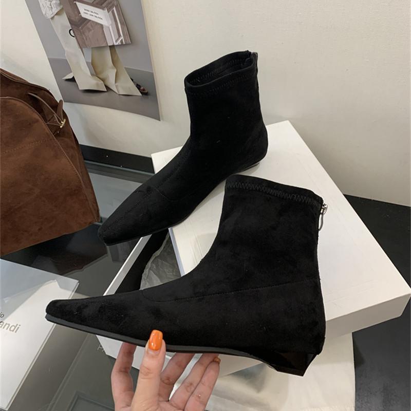 Moda Marka Bailamos Damskie Botki Zamszowe Ciepłe Damskie Buty Zimowe Kwadratowy Nosek Casualowe Chelsea Trend Niskie Obcasy Śniegowce Mujer