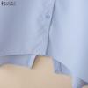 ZANZEA Women Casual Turn Down Collar Solid Color Loose Half Sleeve Blouse