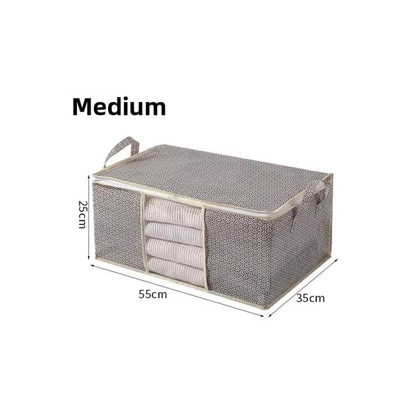 

1pc Non-woven Fabric Storage Box Foldable Large Capacity Quilt Storage Bag Transparent Visible Clothing Bag Wardrobe Organizer