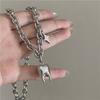 Hip Hop Stainless Steel Titanium Steel Thick Chain Necklace Funny Tooth Shape Pendant Collarbone Chain Neck Chain 1PCS