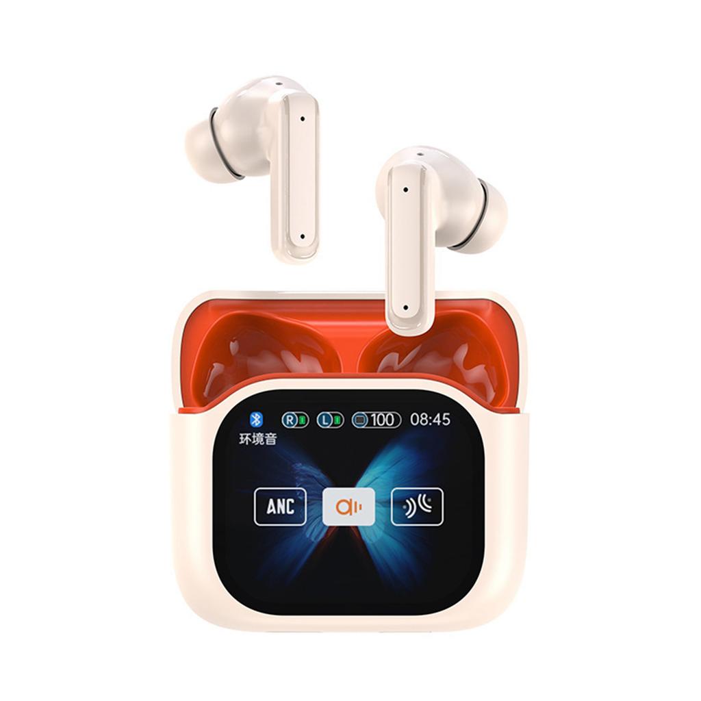 JM19 Bluetooth Earbuds With LCD Color Display, ANC/ENC Noise Cancellation, 5.4 Low Power Consumption, Wireless Sport Earphones For Gym/Running