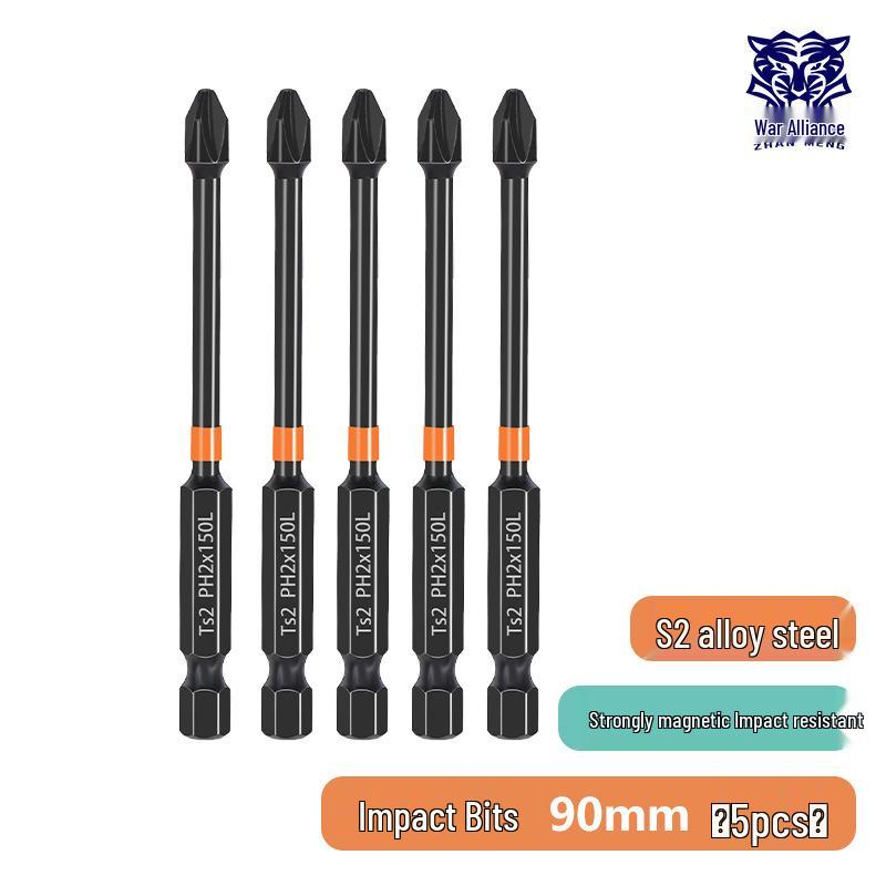 Phillips Magnetic High Hardness Extended Anti-Slip Electric Screwdriver Bit, Hex Shank, Rustproof.