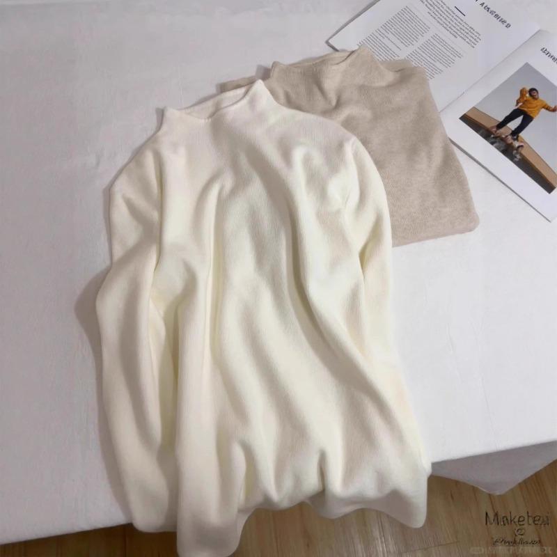 Small Stand-up Collar Milk Ffu Soft Waxy Knitted Long-sleeved Bottoming Shirt Women's Winter Thin Sweater Simple Top