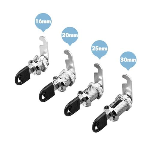 16mm Cam Lock, Drawer, Cabinet, Door Lock, Key, 2 Keys Included, Cylinder Lock, Secondary Lock for Cupboards, Cupboards, Mailboxes, Lockers, Showcases