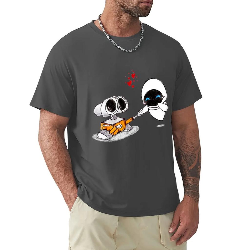 Walle Eve Pencilcolor Drawing TShirt Kawaii Clothes Vintage Clothes Mens T Shirts Casual Stylish