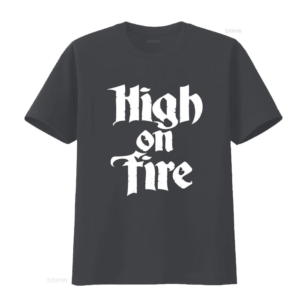 Stylish High on Fire Band Logo Black T shirt Available in All Sizes S 5Xl 2F82 vintage Washed Slightly streetwear Soft