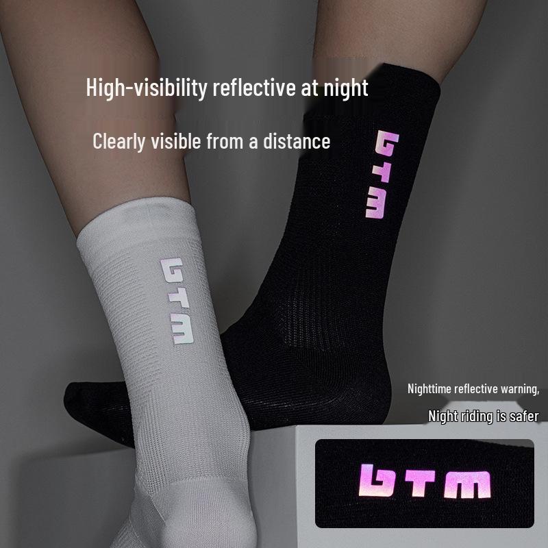 Men's and Women's Anti-Odor Reflective Cycling and Running Mid-Calf Socks