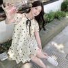 Women's Off-Shoulder Polka Dot Petite Dress – Summer 2026 Elegant French Style, Fluffy and Short