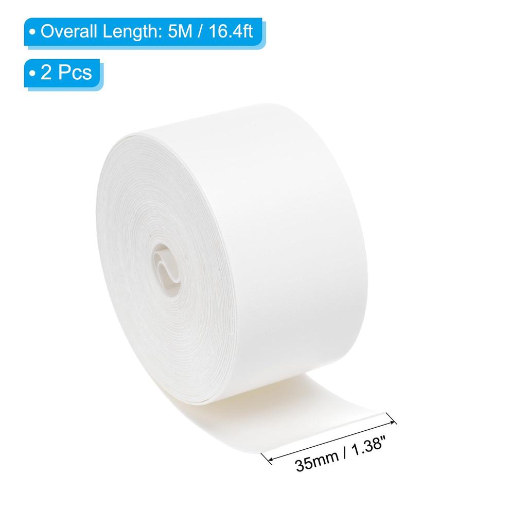 PATIKIL Schlägerschutzkopf x Tennisschläger PU Schlägerkopfrahmenschutz Aufkleber für Tennisschläger und Pickleball Weißes Band, 1-3/8" 16.4", 2er-Pack