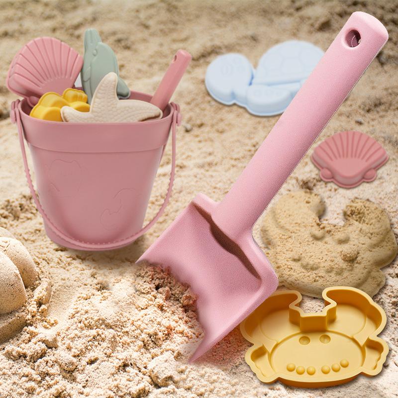 Silicone Children Beach Toy Shovel Oan Outdoor Parent-child Beach Portable Beach Bucket Durable Sand Digging and Storage Tool