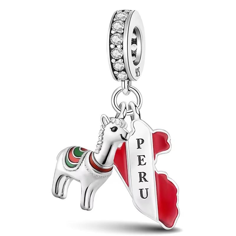 Copper Columbia Various Countries Pendant Charm Ball Suitable For Bracelets Diy For Women'S High Quality Jewelry