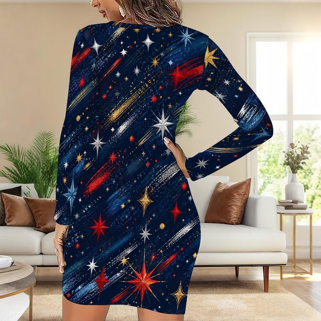 Womens Plus Size Long Sleeve Slim Bodycon Midi Dress Comfortable Chic Casual Party Wear