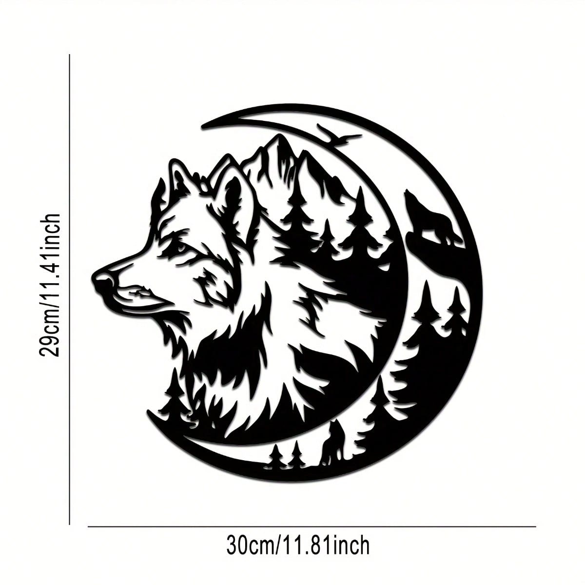 

Wolf Metal Wall Decor Sculpture for Living Room Garden Cafe Bar Farmhouse Style Gift 29x30