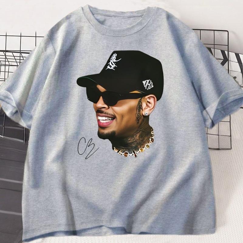 Chris Brown TShirt Breezy Bowl XX Rapper T Shirt Casual Short Sleeve Round Neck Tshirt Concert Music Hiphop Unisex Women Clothing
